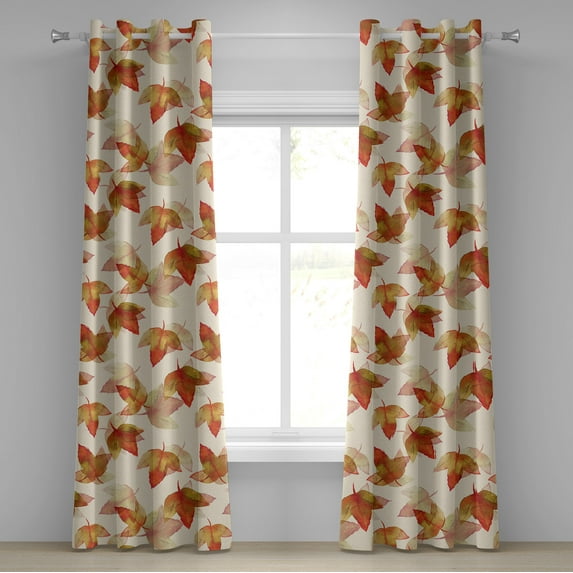 Ambesonne Autumnal Design Grommet Curtain, Romantic Leaves, 50"x96", Pistachio Green Cinnamon