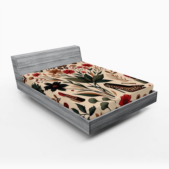 Ambesonne Autumnal Fitted Sheet, Cozy Fall Feminine Art, King Size, Champagne Ginger