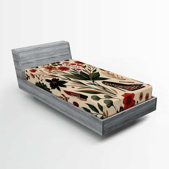 Ambesonne Autumnal Fitted Sheet, Cozy Fall Feminine Art, TwinXL Size, Champagne Ginger