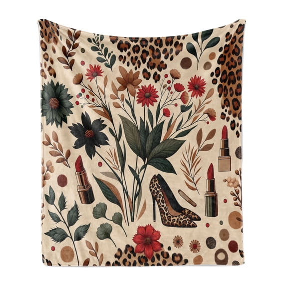 Ambesonne Autumnal Fleece Throw Blanket Cozy Fall Feminine Art 60"x80" Champagne Ginger