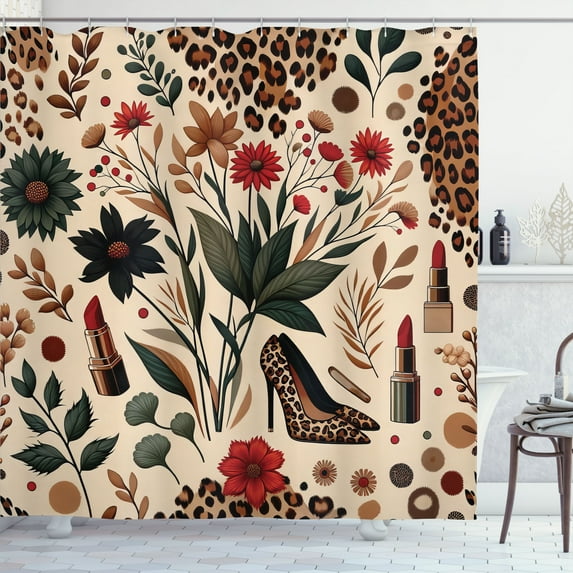 Ambesonne Autumnal Shower Curtain, Cozy Fall Feminine Art, 69"Wx75"L, Champagne Ginger