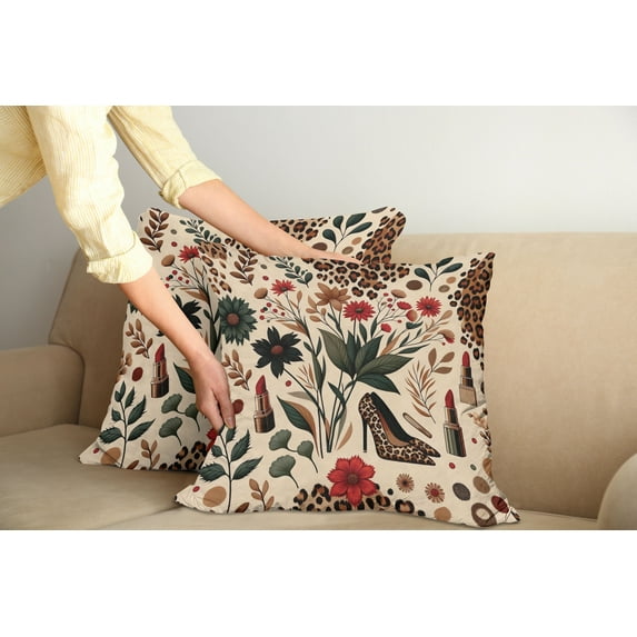 Ambesonne Autumnal Throw Pillow Cover Pack of 2, Cozy Fall Feminine Art, 2 Pcs-20"x20", Champagne Ginger