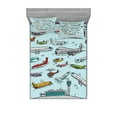 thumbnail image 1 of Ambesonne Aviation Fitted Sheet & Pillow Sham Set, Airplanes Helicopters, Full, Multicolor, 1 of 2