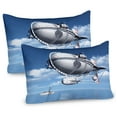 thumbnail image 1 of Ambesonne Aviation Pillow Sham 2 Pack, Sea Flying Cloudy Sky, 26"x20", Violet Blue Grey, 1 of 3