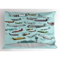 thumbnail image 1 of Ambesonne Aviation Pillow Sham, Airplanes Helicopters, 26" X 20", Multicolor, 1 of 2