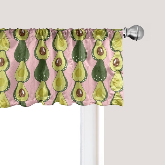 Ambesonne Avocado Window Valance, Halved Tropic Fruit Pattern, 42" x 18", Blush Multicolor