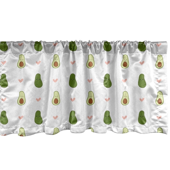 Ambesonne Avocado Window Valance, Happy Aguacate Drawing Art, 54" X 12", Olive Green Blush Brown