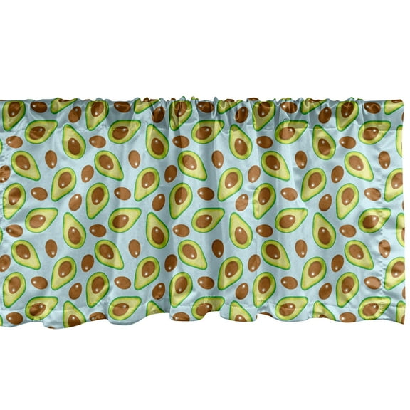 Ambesonne Avocado Window Valance, Repeating Aguacates Kernels, 54" X 18", Brown Pale Green