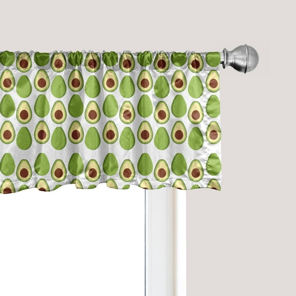 Ambesonne Avocado Window Valance, Symmetric Halves Food Art, 54" X 12", Green Brown and Pale Yellow