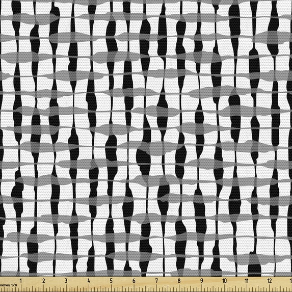 Ambesonne Aztec Boho Fabric by the Yard Upholstery, Smokey Achromatic Art, 10 Yards, White Black and Pale Grey