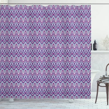 Ambesonne Aztec Boho Shower Curtain, Folkloric Zigzag Art, 69"Wx75"L, Hot Pink Pastel Purple