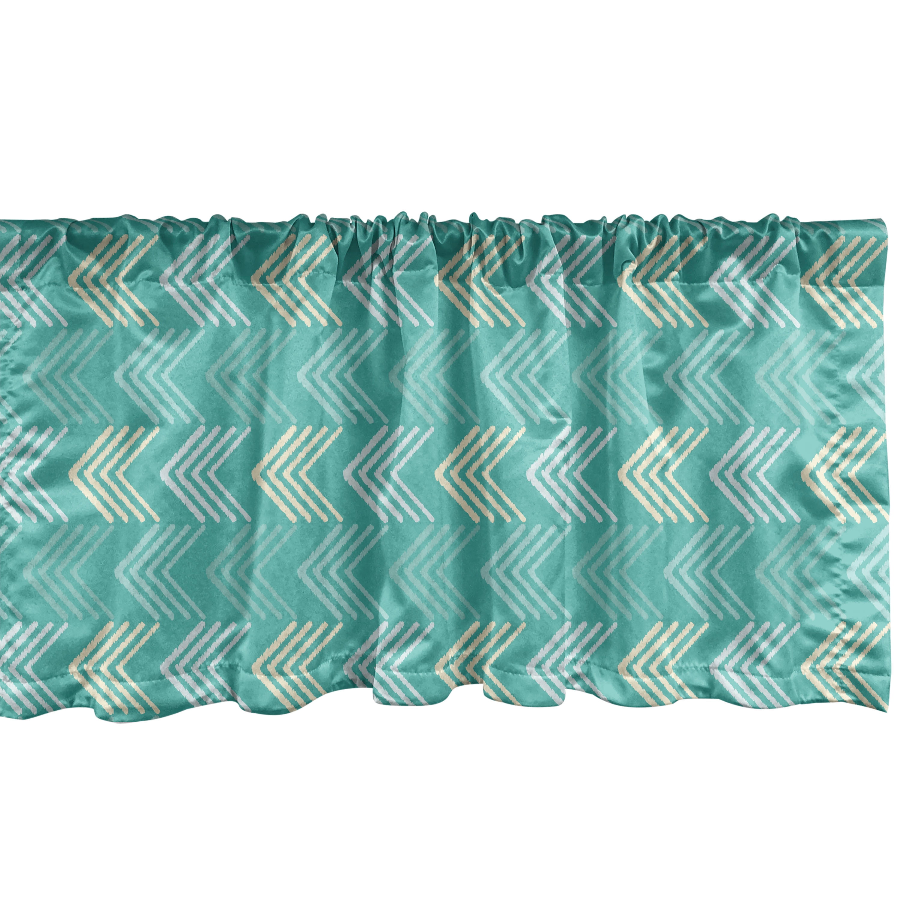 Sage Green and Blue Zigzag Satin Rod Pocket Valance Set
