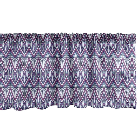 Ambesonne Aztec Boho Valance Pack of 2, Folkloric Zigzag Art, 54"X12", Hot Pink Pastel Purple