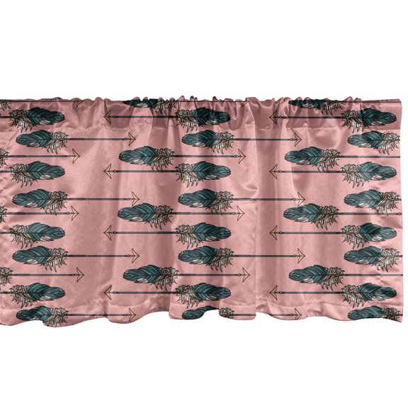 Ambesonne Aztec Boho Window Valance, Arrows with the Feathers, 42" x 12", Blush and Dark Reseda Green