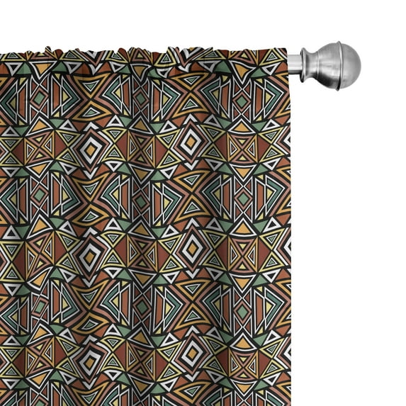 Ambesonne Aztec Curtains, Cultural Folk Boho Triangles, Pair of 28"x63", Multicolor