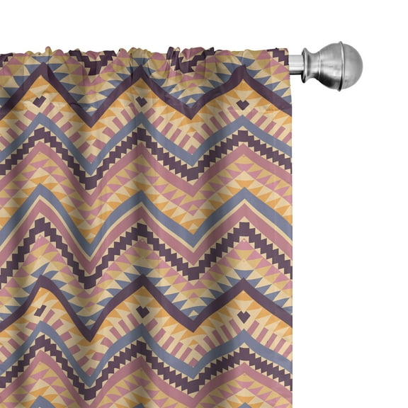Ambesonne Aztec Curtains, Native Chevron, Pair of 28"x95", Multicolor