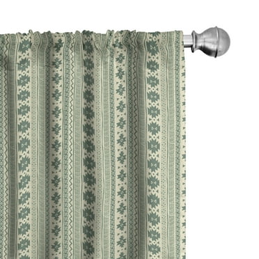 Ambesonne Aztec Curtains, Tribal National Borders, Pair of 28"x63", Reseda Green and Beige