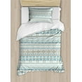 thumbnail image 1 of Ambesonne Aztec Duvet Cover Set, Pastel Tone Geometric Mexican, Twin, Tan Slate Blue, 1 of 3