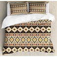 thumbnail image 1 of Ambesonne Aztec Duvet Cover Sets, Mexican Lines and Triangles, 2-King, Mustard Cocoa, 1 of 7
