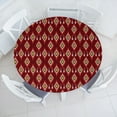 thumbnail image 1 of Ambesonne Aztec Fitted Round Tablecloth, Rhombus Pattern Ethnic Vibes, 40"- 44" Diameter, Raspberry and White, 1 of 1