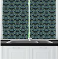 thumbnail image 1 of Ambesonne Aztec Kitchen Curtains, Striped Floral Geometric Art, 55"x45", Pale Green Sky Blue, 1 of 1