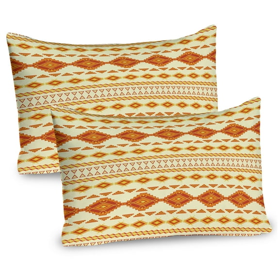 Ambesonne Aztec Pillow Sham 2 Pack, Mexican Boho, 26"x20", Yellow Orange