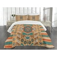 thumbnail image 1 of Ambesonne Aztec Quilted Bedspread Set 3 Pcs, Tribal Bohemian Illustration, Queen Size, Apricot Orange and Teal, 1 of 5
