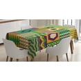 thumbnail image 1 of Ambesonne Aztec Tablecloth Rectangular Table Cover, Triangles and Square, 52"x70", Purple Yellow Green, 1 of 4
