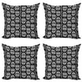 thumbnail image 1 of Ambesonne Aztec Throw Pillow Cover 4 Pack, Doodled Zigzags Triangles, 24", Charcoal Grey and White, 1 of 2