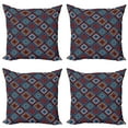 thumbnail image 1 of Ambesonne Aztec Throw Pillow Cover 4 Pack, Folk Motifs in Vivid Colors, 18", Night Blue Multicolor, 1 of 2