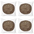 thumbnail image 1 of Ambesonne Aztec Throw Pillow Cover 4 Pack, Mexican Medallion Ornament, 16", Dark Brown and Dark Tan, 1 of 2