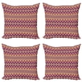 thumbnail image 1 of Ambesonne Aztec Throw Pillow Cover 4 Pack, Native Pattern Rhombus Like, 20", Plum Coral, 1 of 2