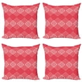 thumbnail image 1 of Ambesonne Aztec Throw Pillow Cover 4 Pack, Square and Triangle Forms, 16", Dark Coral and Pale Eggshell, 1 of 2