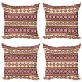 thumbnail image 1 of Ambesonne Aztec Throw Pillow Cover 4 Pack, Triangles Vibrant Tone Art, 16", Salmon Eggplant, 1 of 2