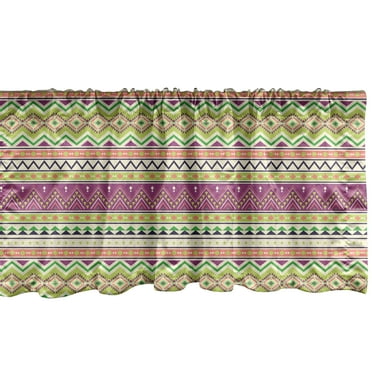 Ambesonne Aztec Window Valance, Colorful Pattern Stripes Art, 54" X 12", Multicolor