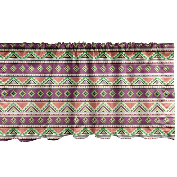 Ambesonne Aztec Window Valance, Ethnic Horizontal Formation, 54" X 12", Multicolor