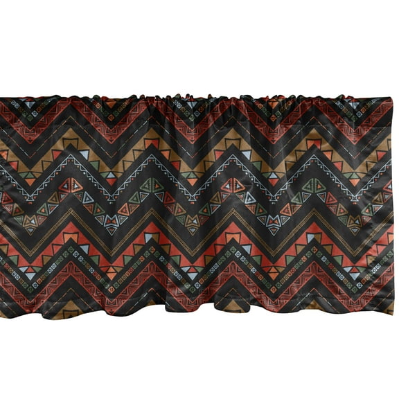 Ambesonne Aztec Window Valance, Ethnical Zigzag Chevron Art, 54" X 12", Charcoal Grey Vermilion