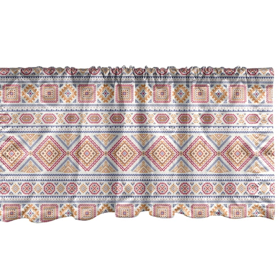 Ambesonne Aztec Window Valance, Medieval Folklore Influences, 42" x 12", Apricot Dark Pink