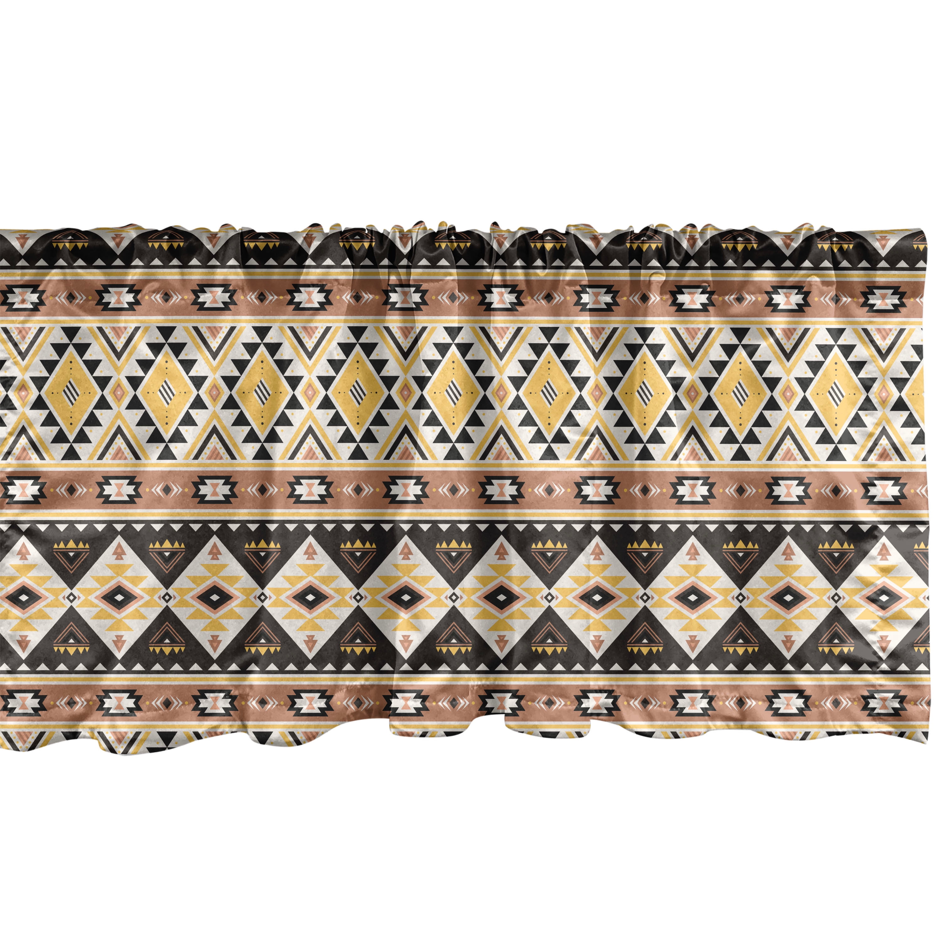 Ambesonne Aztec Window Valance, Mexican Lines and Triangles, 42