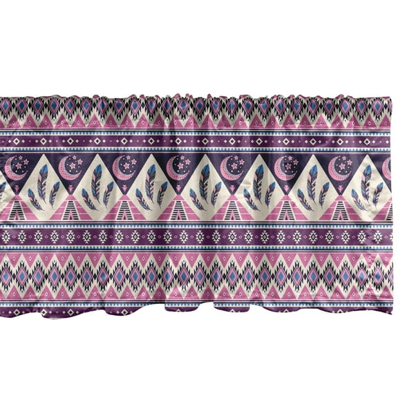 Ambesonne Aztec Window Valance, Nordic Nighttime Composition, 42" x 12", Multicolor