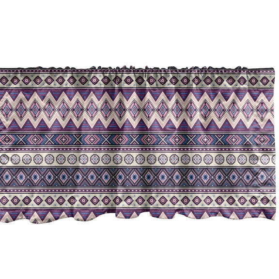 Ambesonne Aztec Window Valance, Purple Art Tribal Triangles, 54" X 18", Multicolor