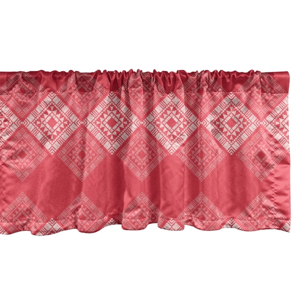 Ambesonne Aztec Window Valance, Square and Triangle Forms, 42" x 12", Dark Coral and Pale Eggshell