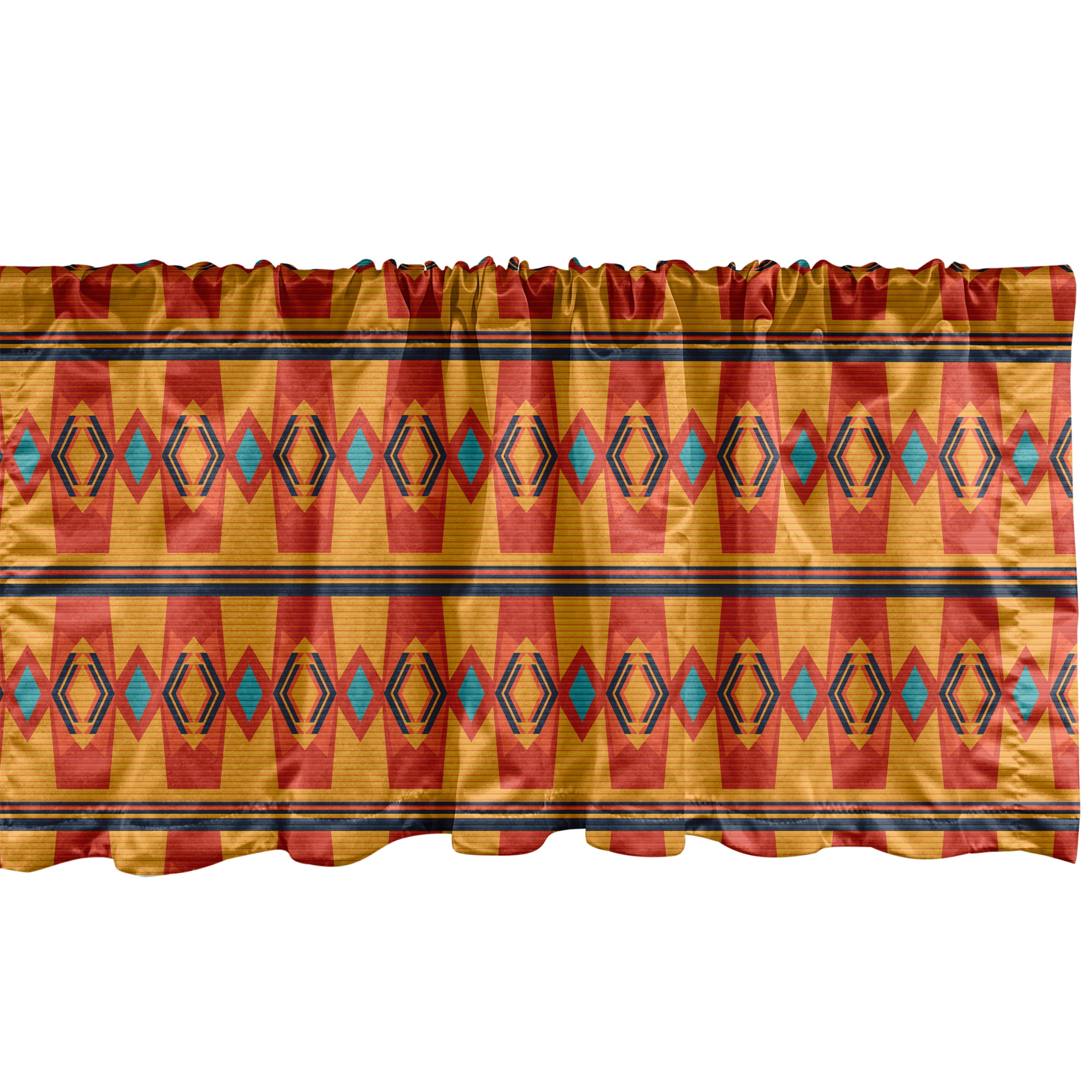Ambesonne Aztec Window Valance, Warm Tones Geometrical Art, 54
