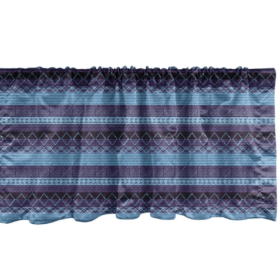 Ambesonne Aztec Window Valance, Zigzags Diamond Shapes Strips, 54" X 18", Sky Blue Quartz