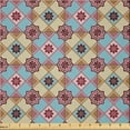 thumbnail image 1 of Ambesonne Azulejo Fabric by the Yard Microfiber, Flora Vintage Ornament Art, 2 Yards, Pale Blue Grey and Dried Rose, 1 of 1