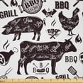 thumbnail image 1 of Ambesonne BBQ Fabric by the Yard Microfiber, Food Friends and Fun Lettering, 1 Yard, White Dark Fuchsia, 1 of 2