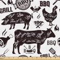 thumbnail image 1 of Ambesonne BBQ Fabric by the Yard Upholstery, Food Friends and Fun Lettering, 2 Yards, White Dark Fuchsia, 1 of 1