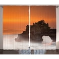 thumbnail image 1 of Ambesonne Balinese Curtains 2 Panel Set, Exotic Sunset, 108" x 90", Orange Brown, 1 of 3