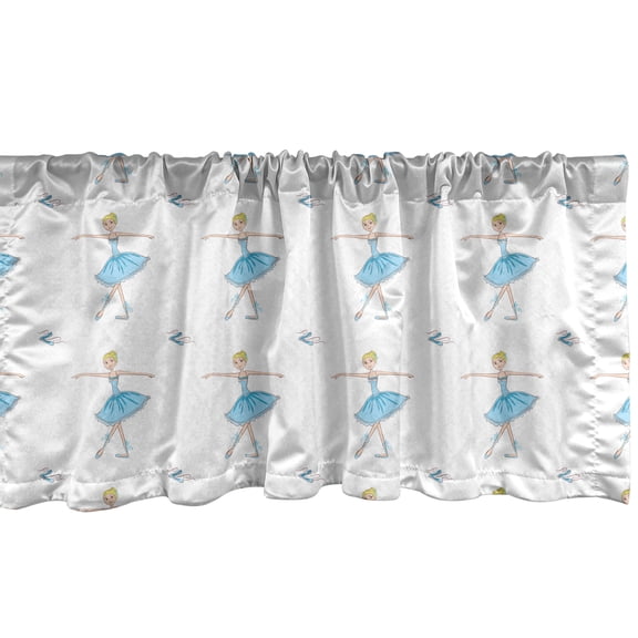 Ambesonne Ballerina Window Valance, Slim Blonde Girl Motifs, 42" x 18", Multicolor