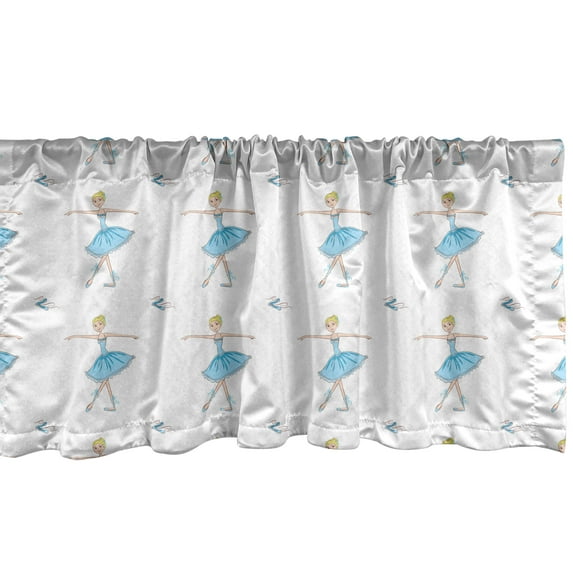 Ambesonne Ballerina Window Valance, Slim Blonde Girl Motifs, 54" X 12", Multicolor